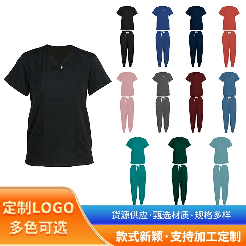 Внешняя торговля Салон красоты Медицинская рабочая одежда Стоматологическая больница Корреляция с короткими рукавами Медсестра одежда для мужчин и женщин