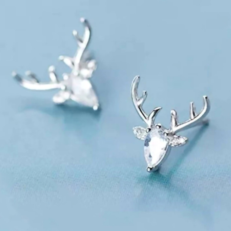 Cao Shi cute inlaid geometric zircon deer earrings for women Christmas fashion earrings exquisite matching earrings_voghion.com
