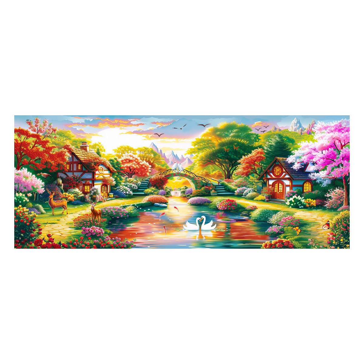 [Algodón importado] Mona Lisa Real Jardín de bordado cruzado Cottage Floral Paisaje Sala de estar gran bordado a mano image 5