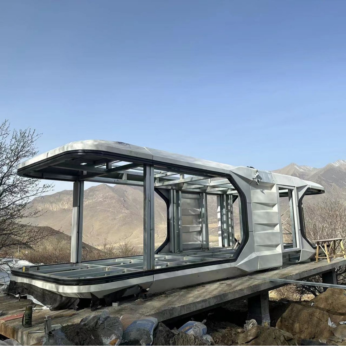 Space cápsula B & B Casa Red Design Villa móvil al aire libre de dos pisos Base de producción Alojamiento inteligente