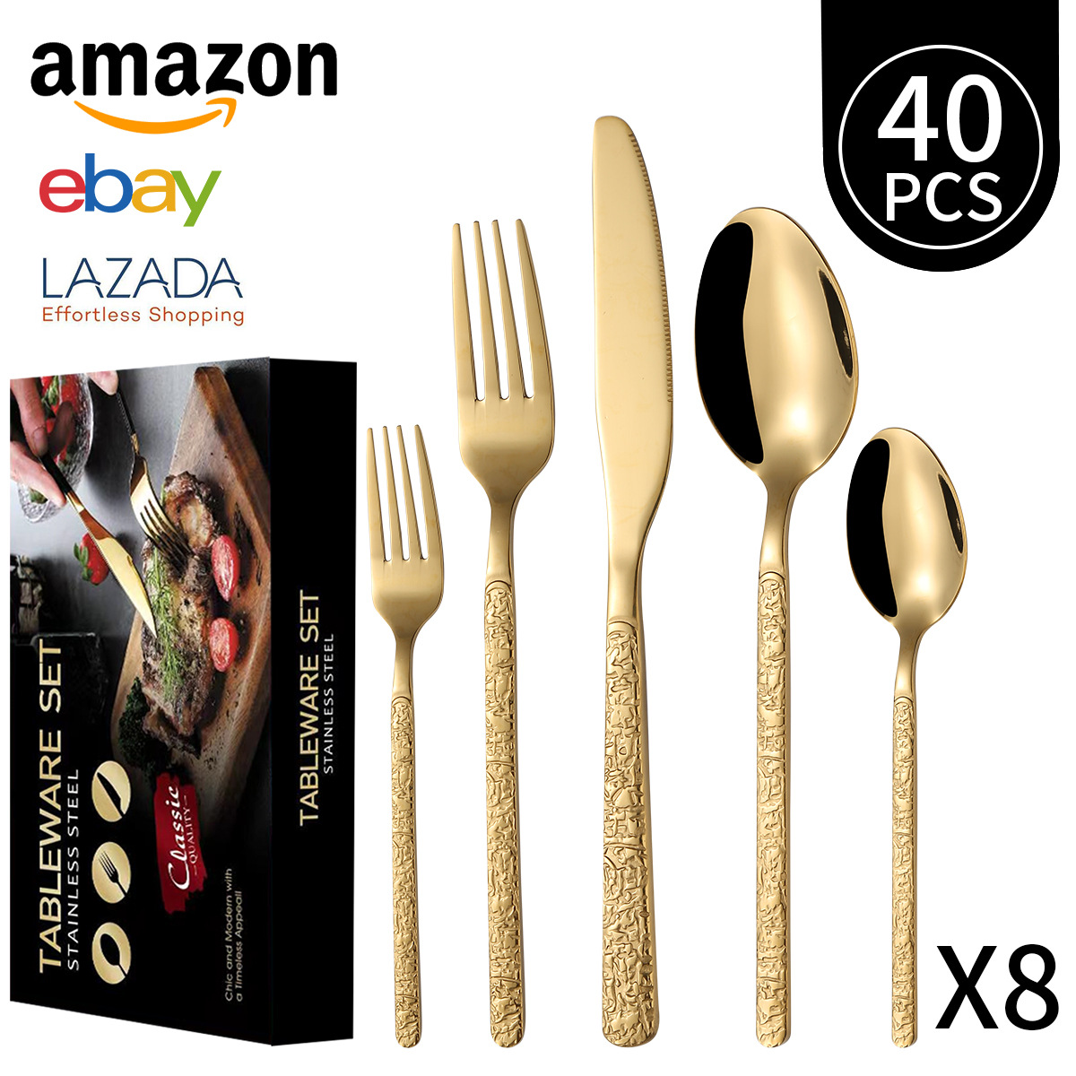 골드 40 피스 세트/8 명