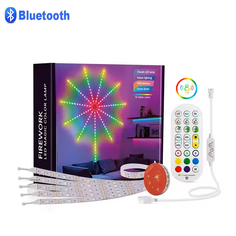 Led Fireworks Lights Decorative Lights with Mobile App Music 5V Colorful Flowing Water Full Color Starry Sky Holiday Decoration Atmosphere Lights