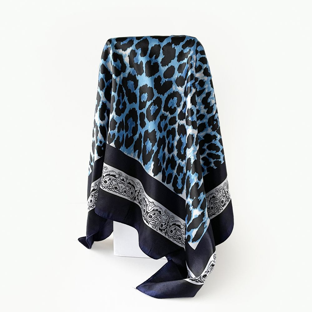 Transfronterizos curry leopardo ondulado punto impresión bufandas de seda bufandas de seda de 90cm bufandas grandes bufandas europeas y americanas al por mayor