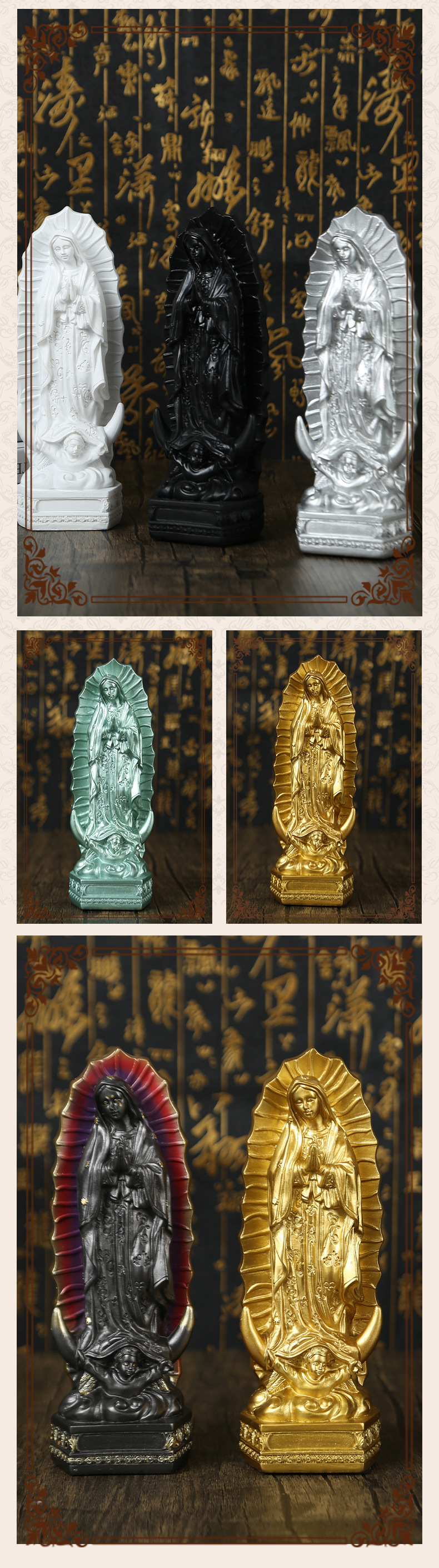 Virgin Mexico Pattern Ethnic Style Style Solid Color Mexican Statue Decoration Religious Indoor Resin Crafts