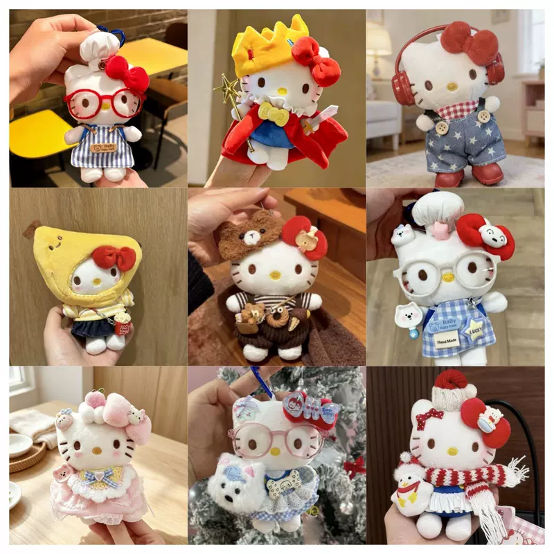 Hello Kitty small pendant plush doll, cute cartoon plush toy decoration, Hello Kitty cat doll wholesale