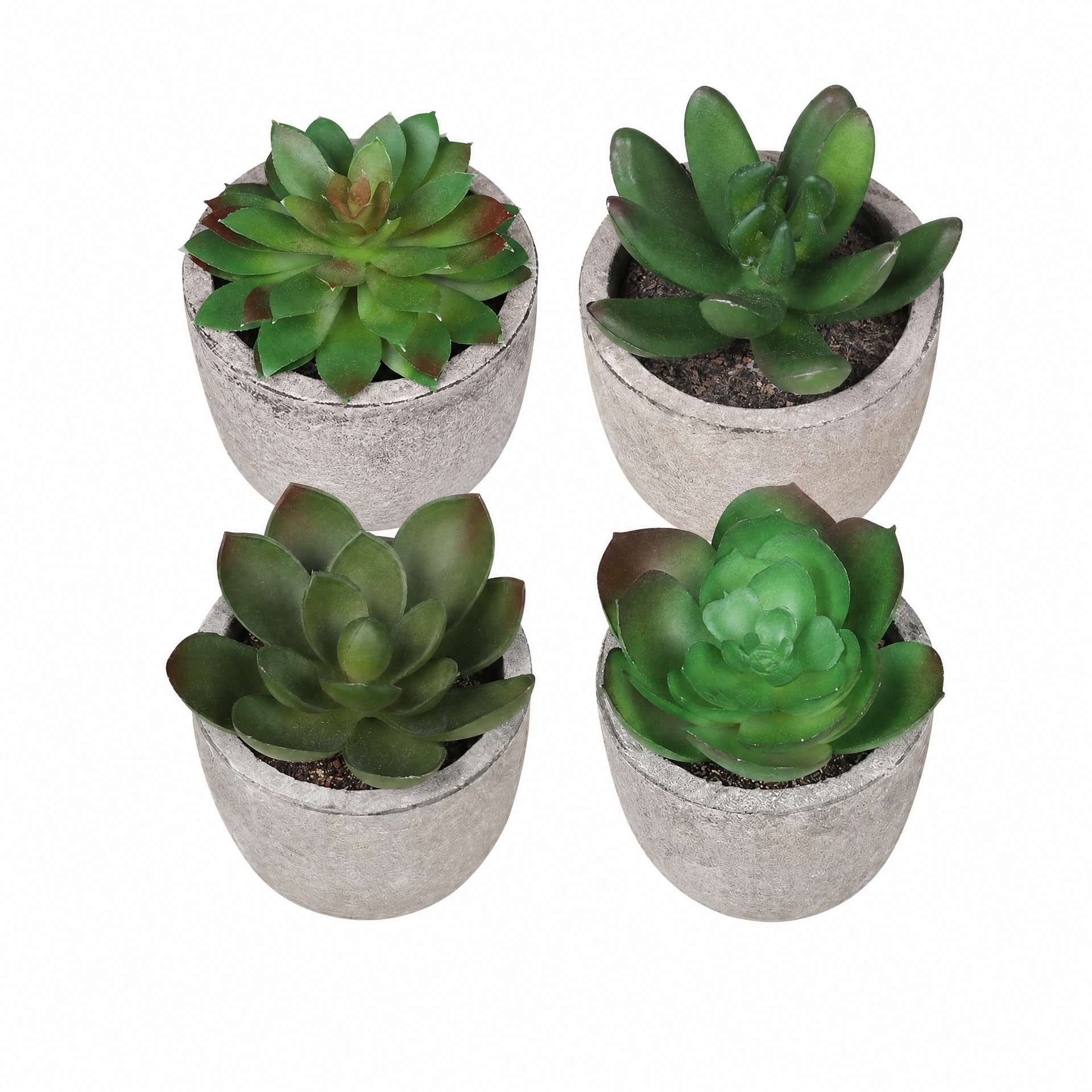 Venta caliente transfronteriza simulación suculenta papel pulpa olla 4-piece set decoración del hogar simulación planta suculenta bonsai traje