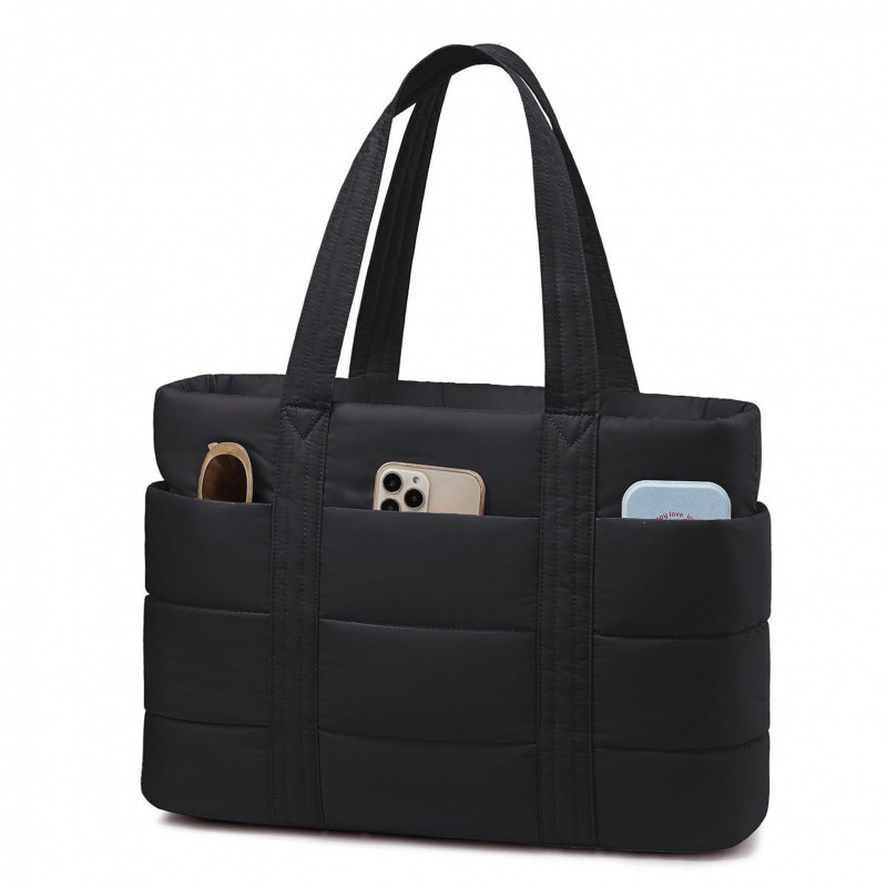 Women Large down Work Handbag Lightweight Travel Tote Bag with Zipper Lightweight Fluffy Tote Bag