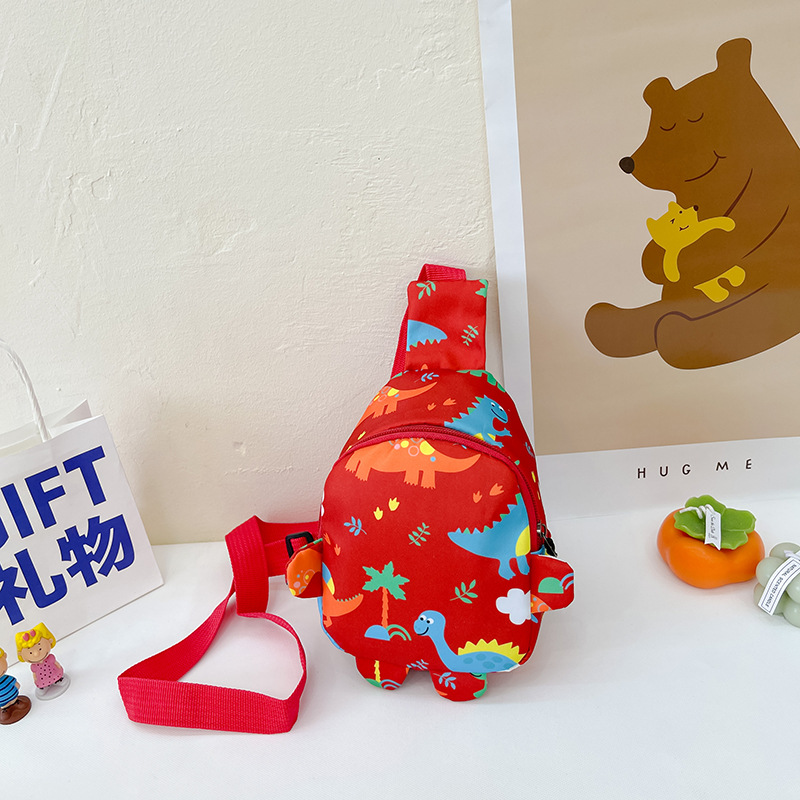 Bolso de pecho para niños 2022 primavera y verano nuevo bolso de hombro impreso de dibujos animados para niños y niñas lindo dinosaurio pequeño bolso de hombro moda