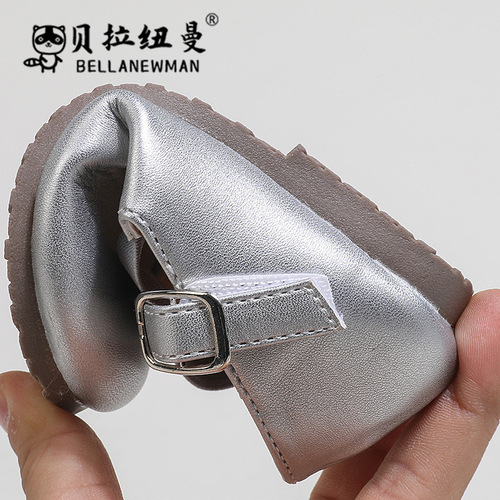 Children's cross-small leather shoes in spring and autumn new children's velcro single-layer shoes for girls with soft soled and multiminoccasin-bean shoes