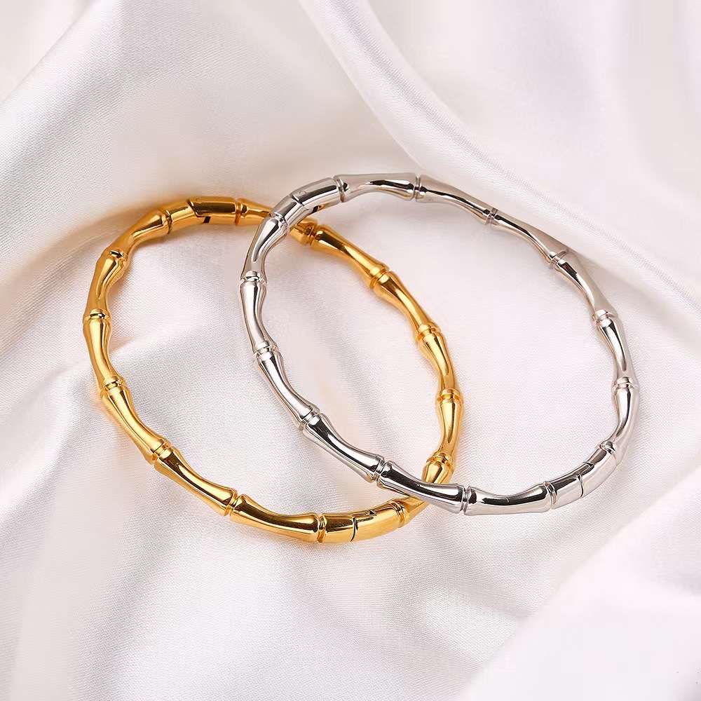 Simple Style Solid Color Stainless Steel Plating Gold Plated Rings Bracelets display picture 2