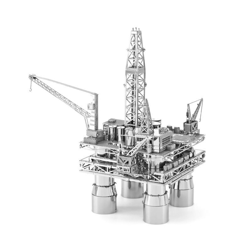 爱拼 全金属不锈钢DIY拼装模型3D迷你立体拼图石油钻井和邮轮套装