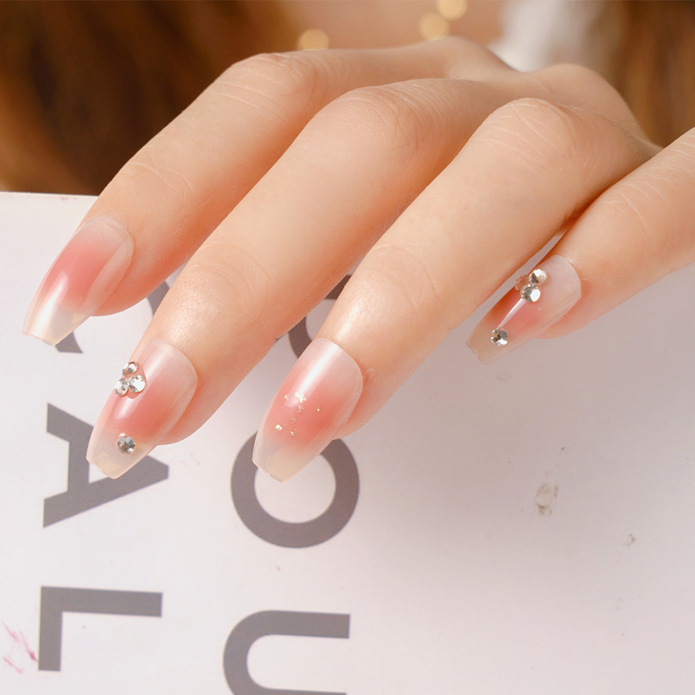 Uña europea y americana usable parche de uñas blush parche de uñas falsas aurora usar caja de uñas gelatina