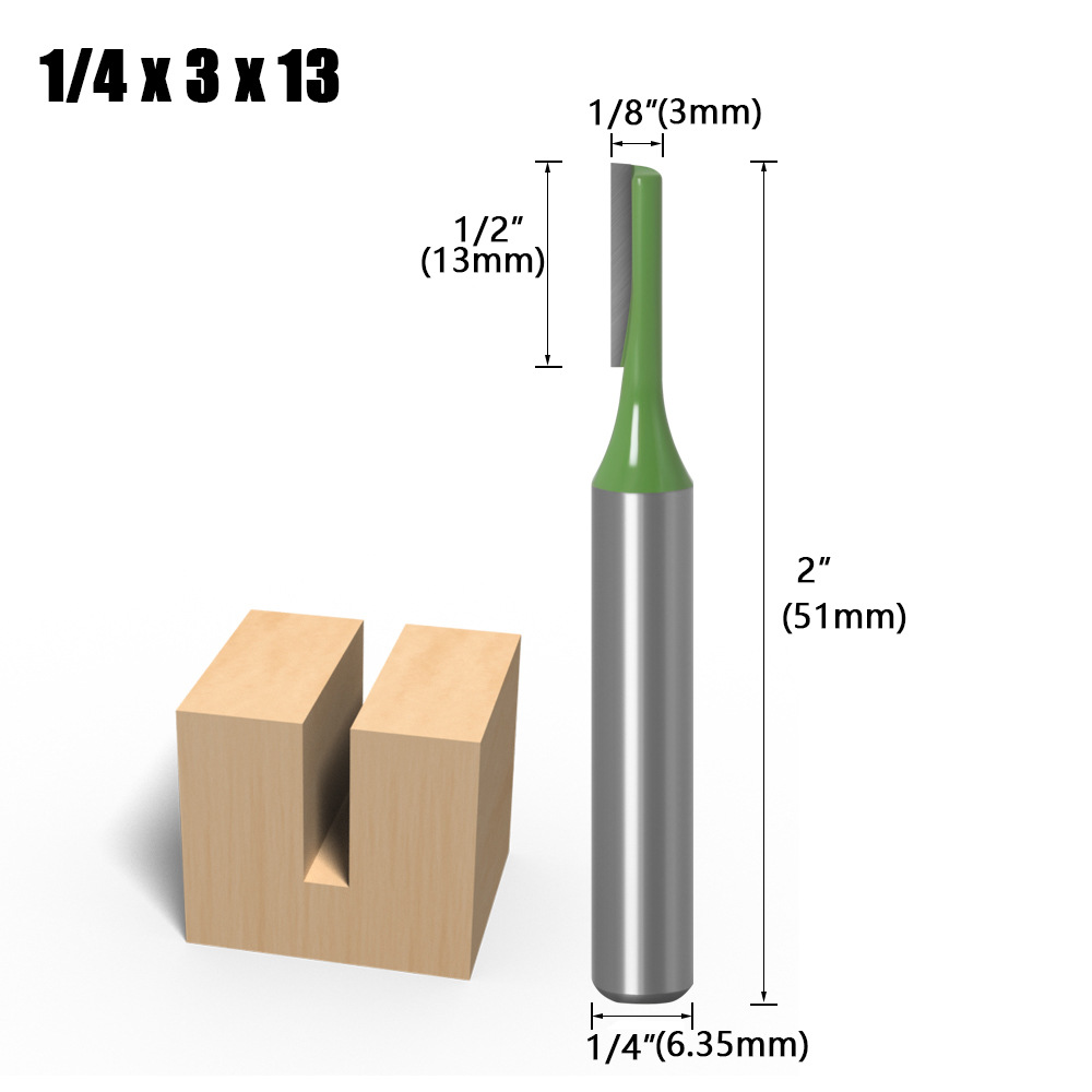 Cuchilla ranurada dos en uno con mango de 1/4 y 6 vástago Cuchilla ranurada recta de un solo filo y doble filo Cuchilla ranuradora de corte Fresa para carpintería