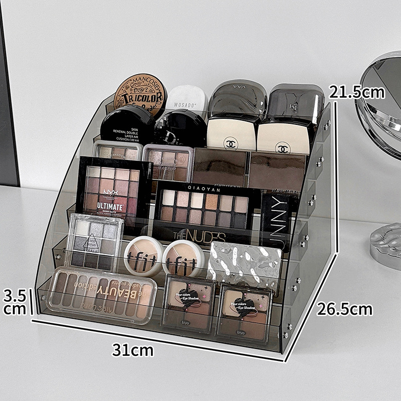 Cosméticos acrílicos capa de almacenamiento estante de exhibición lápiz labial caja de sombra de ojos estante de almacenamiento multicapa transparente para productos de cuidado de la piel image 10