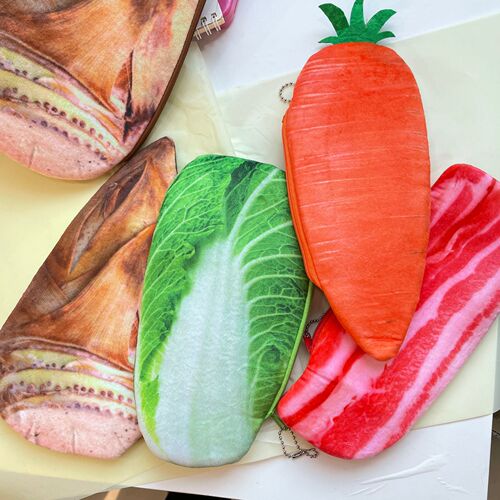 Creative plush toy pencil case, simulated vegetable pencil case, pork belly carrot stationery bag, pencil case BH379