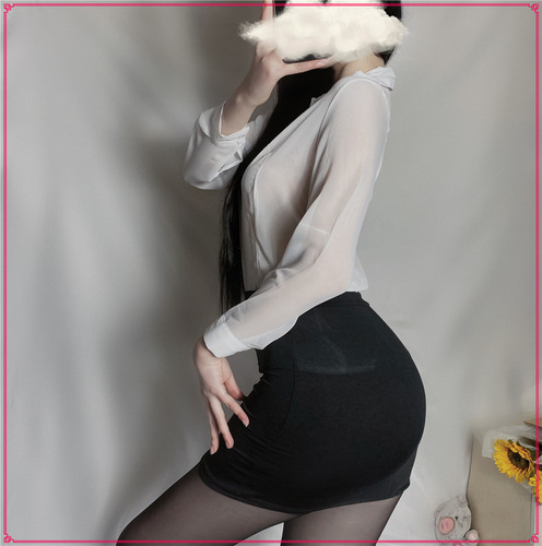 Larger sizes 200 pounds novelty underwear school uniform temptation sexy secretary work outfit open back no remove passionate temptation plump MM