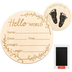 メーカー卸売木彫りベビーマイルストーン木製足月間マイルストーン新生児誕生記念プレート