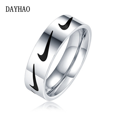 DAYHAO欧美风个性潮流ins勾勾指环嘻哈个性时尚钛钢原宿风戒指