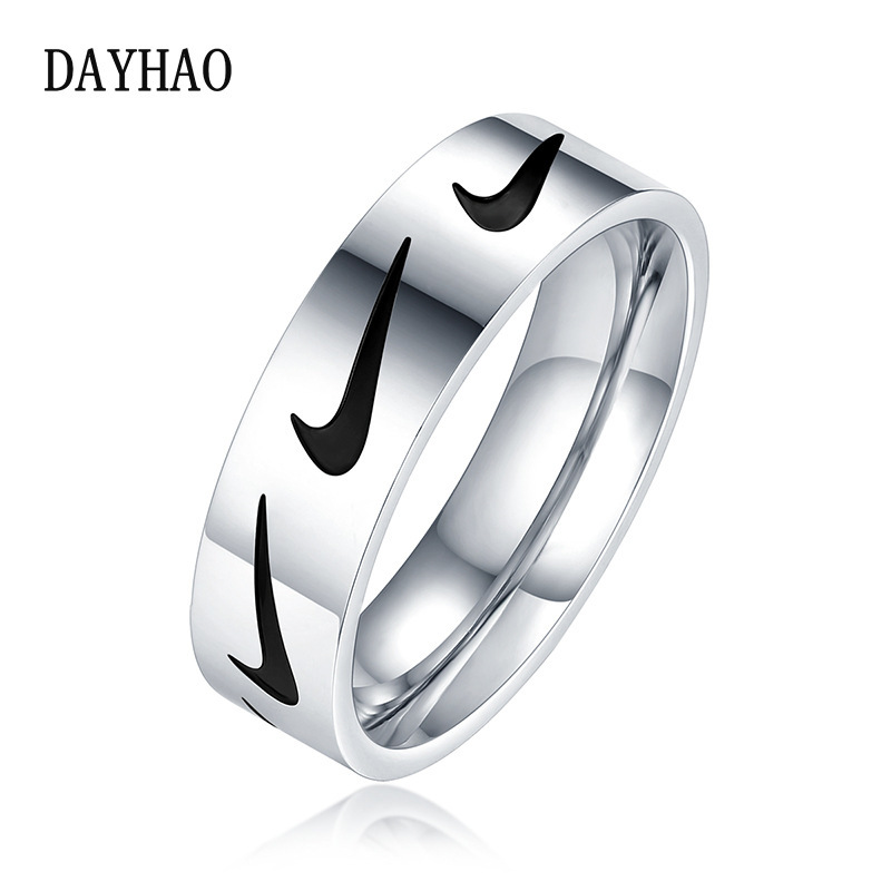 DAYHAO欧美风个性潮流ins勾勾指环嘻哈个性时尚钛钢原宿风戒指