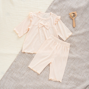 Baby Summer Ultra-thin Split suit Modal Baby Girl's Lace Full Moon Princess Small Moon Air-conditioning Suit