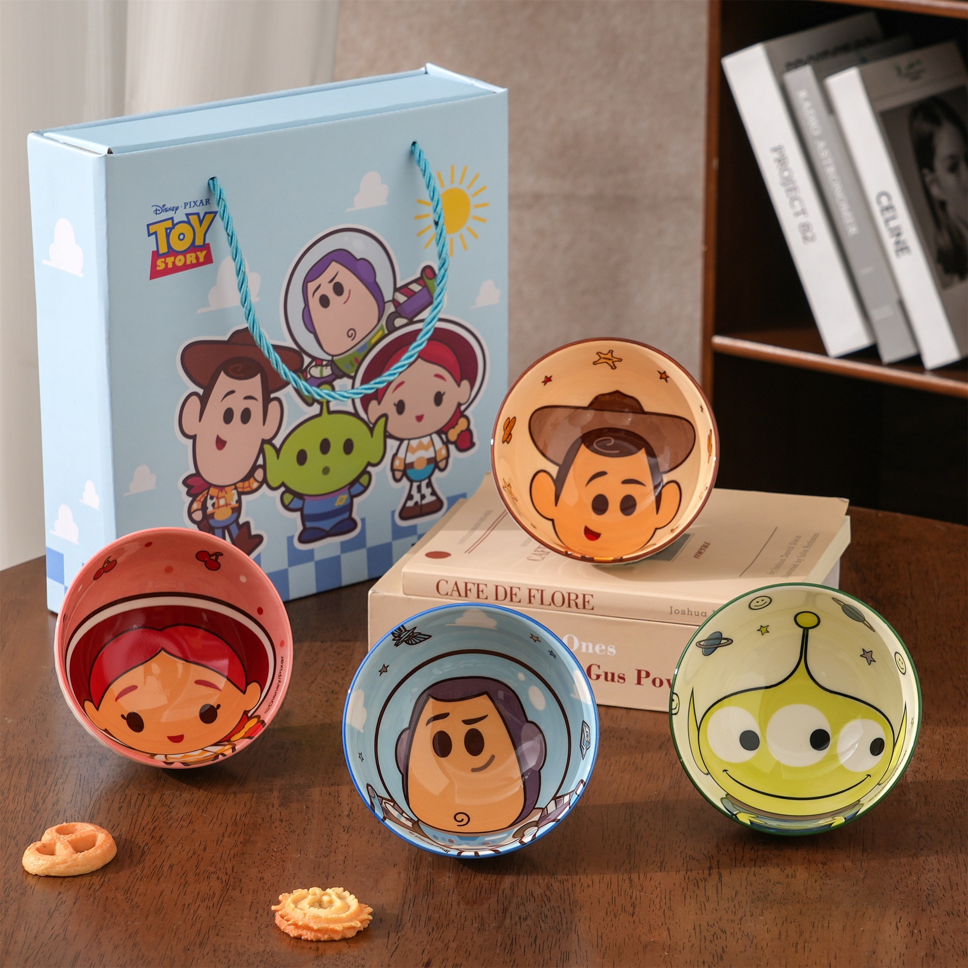 Toy Story Ceramic Arroz Bowl Set de dibujos animados para niños cubiertos caja de regalo casera lindo lindo lindo divertido tazón image 7