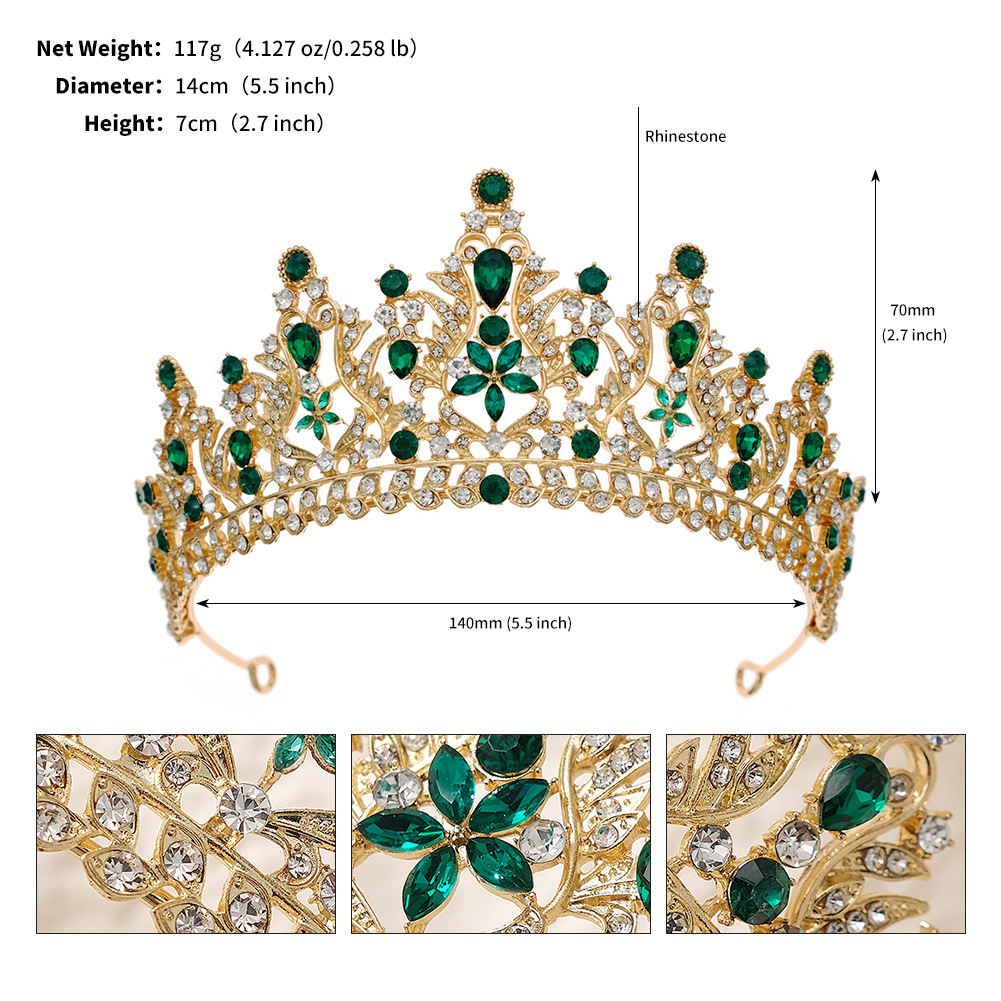 Water Droplets Pattern Women's Gender Retro Water Droplets Alloy Inlay Rhinestones Crown