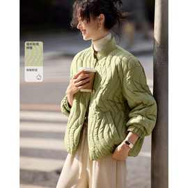 沫晗依美 冬季新款休闲时尚立领棉服外套百搭短棉衣女茴香绿其他
