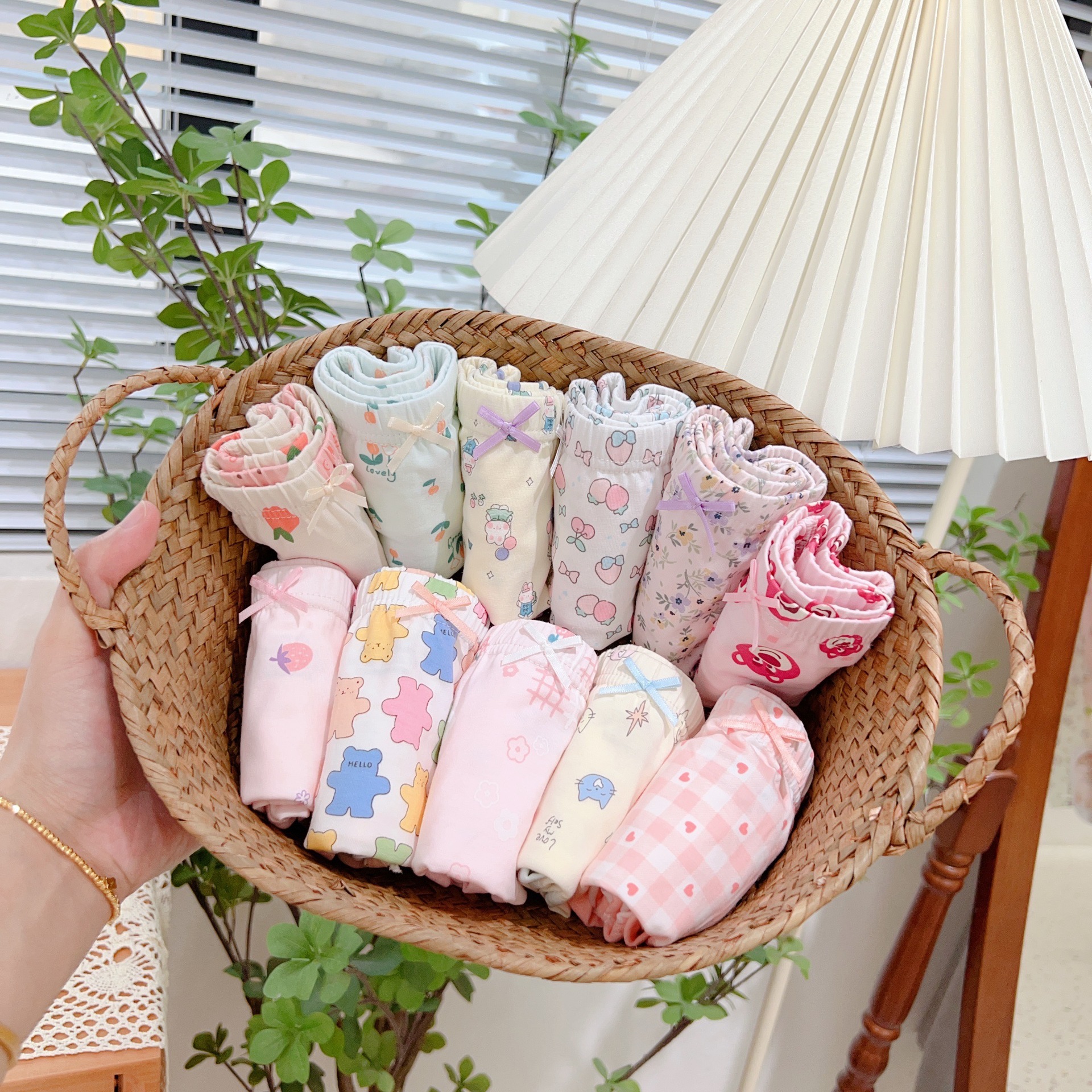 Green Bore Brand, 3-Pack Per Box, All-Season Thin Lycra Cotton, Class a Baby Cotton, Children's Antibacterial Lunch Box-Style Children's Underwear