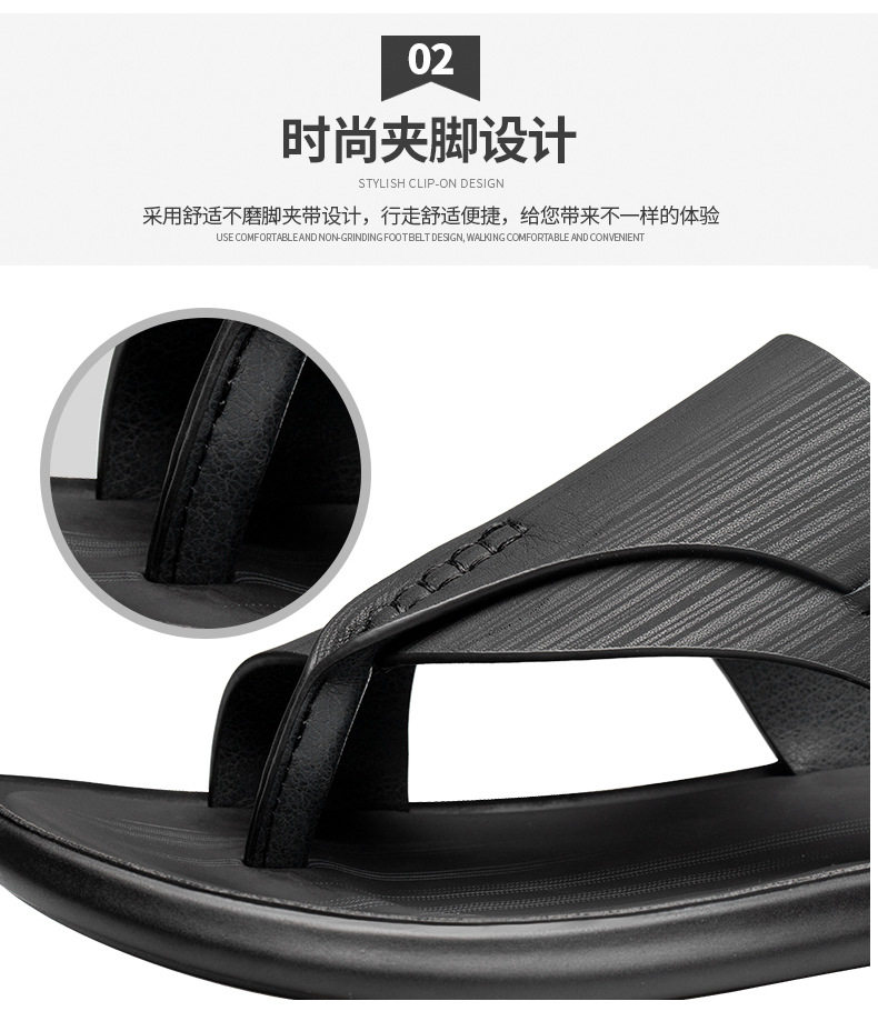 Dép sandal nam quai ngang mềm mại, hở ngón, đế bệt 1,5 cm, đi biển và dạo phố — 55216 màu đen chi tiết 8