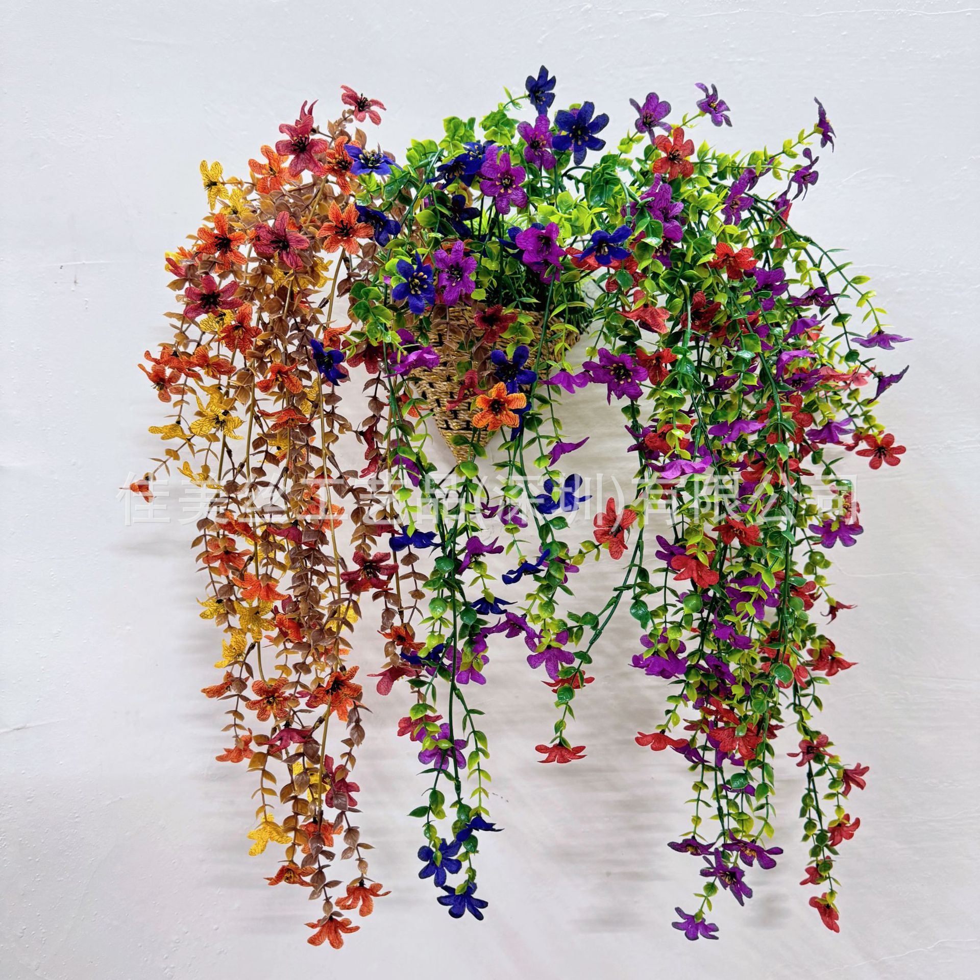 Cross-Border Popular Eucalyptus Six-Ear Orchid Artificial Silk Flowers for Outdoor Home Decoration Wall Hanging Wedding Artificial Flowers