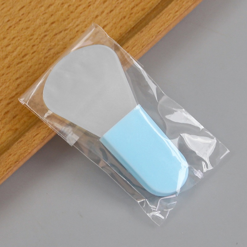 Lake blue pole: fan-shaped short handle brush