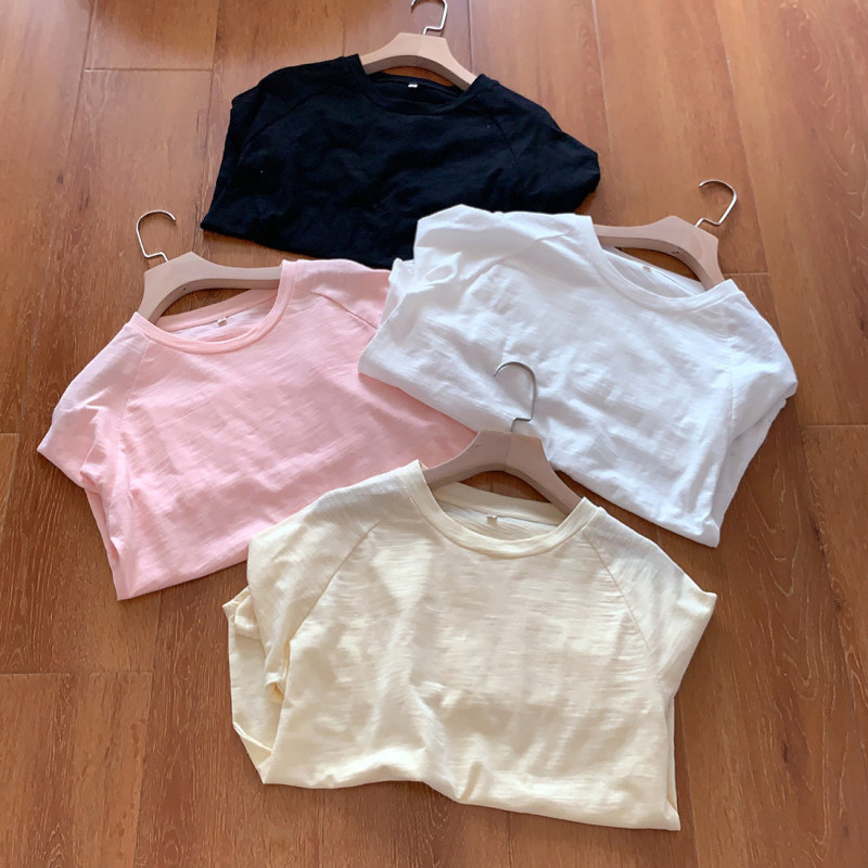 2026 Spring New Women's Bamboo Yarn Raglan Sleeve T-Shirt Loose Long Sleeve Base Shirt Top