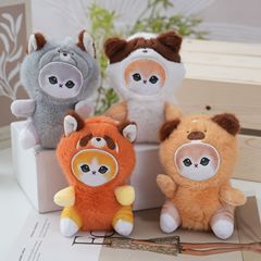 ネットセレブかわいい女装アライグマ猫ぶら下げぬいぐるみ人形バッグペンダントキーホルダー人形人形