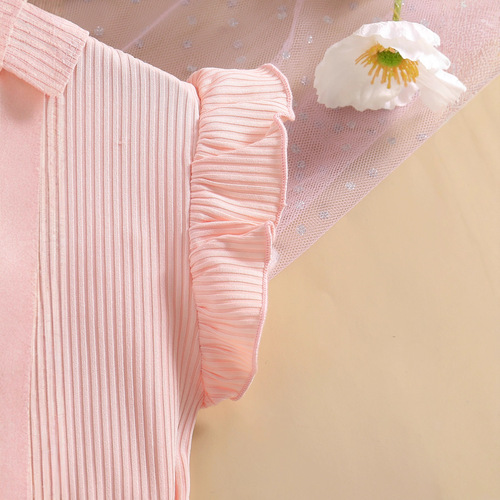 Shopify Bestselling Girls' Round Neck Short Sleeve Plated Princess Dress with Butterfly Print Dress + Belt Children's Clothing