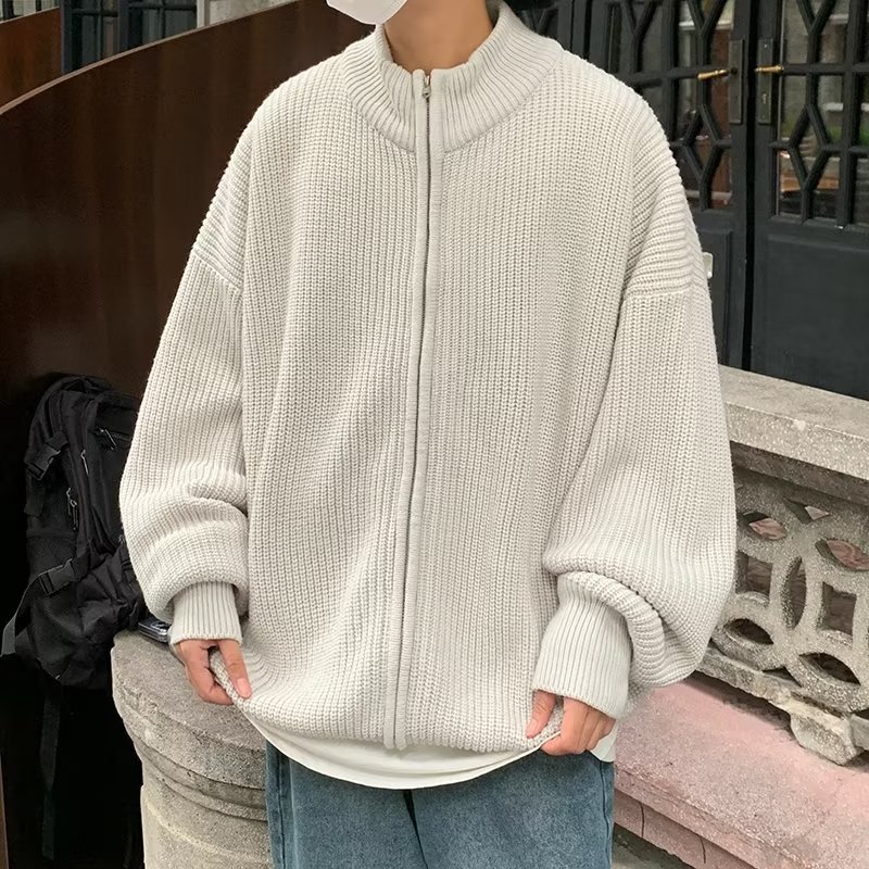 2023 Otoño e Invierno suéter cardigan hombres sueltos estilo coreano moda joven estudiante suéter de punto desgaste exterior ropa de hilo a juego