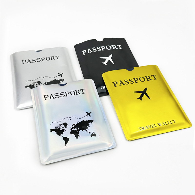 Spot funda protectora de pasaporte de papel de aluminio transfronterizo cepillo antirrobo antimagnético modelo de avión láser passport passport clip al por mayor