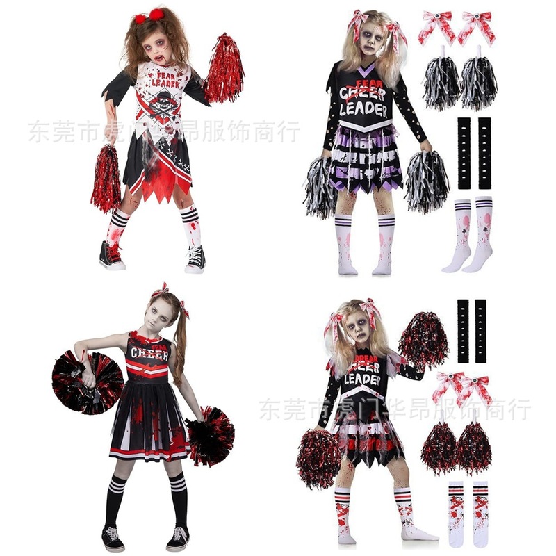 跨境热销万圣节派对服装海盗表演服儿童拉拉队表演服装比赛助威服|undefined