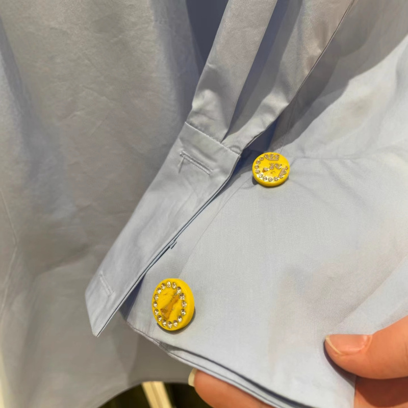 南油直供 25早秋时尚重工串珠立体花朵衬衣经典U型翻领金属扣上衣|undefined
