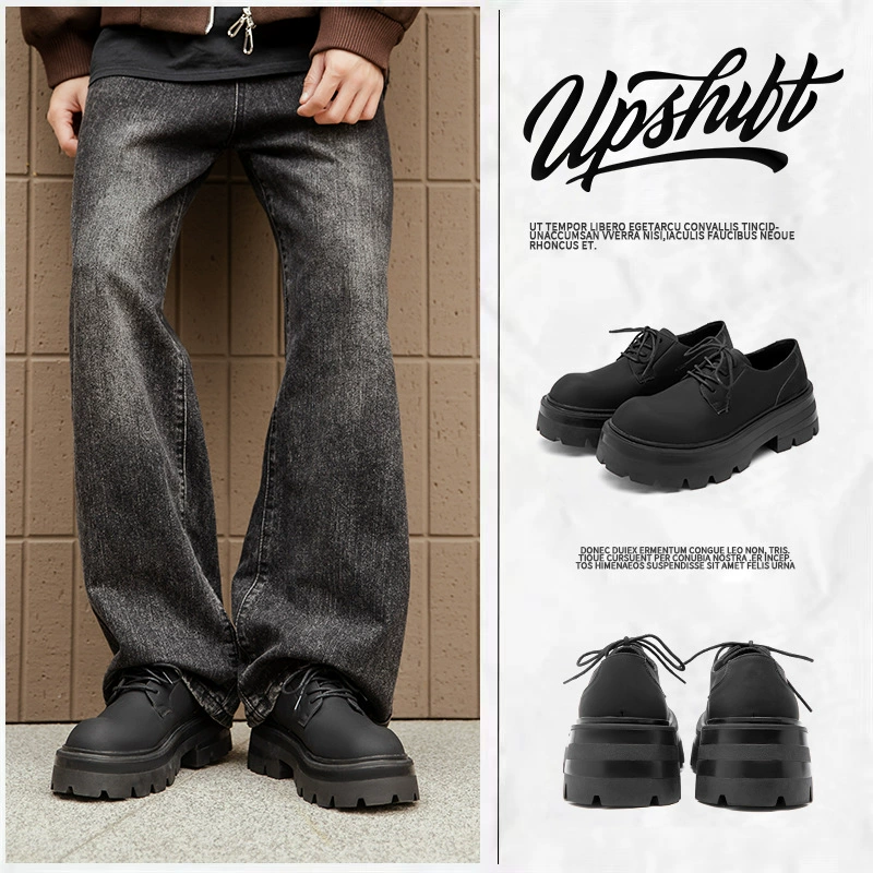 Кожаная обувь мужская деловая одежда большая голова высокого уровня чувство английского стиля толстое дно увеличено свадебное жених Дерби обувь мужская обувь 9133