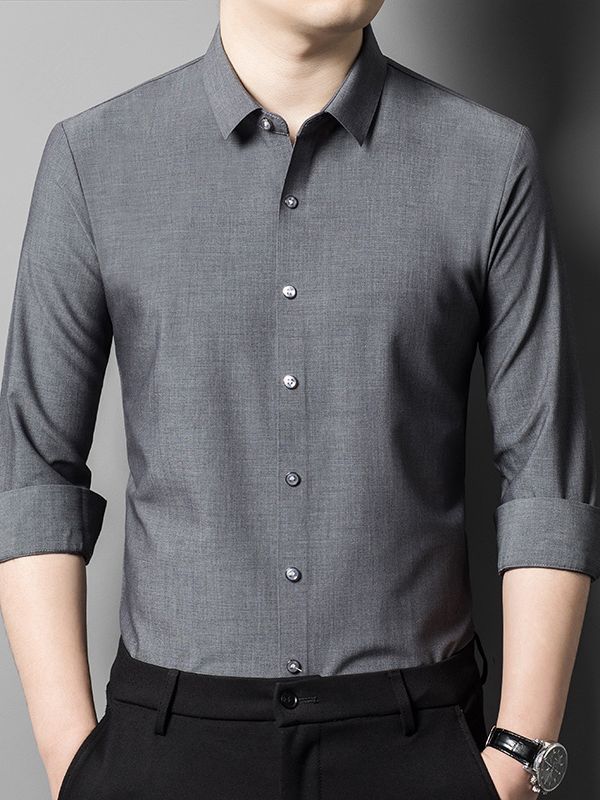 Demi-season men's thin woolen solid color fashionable shirt for…