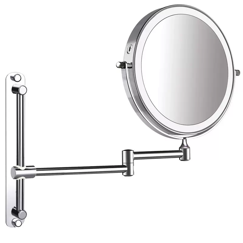 【定制】免打孔酒店浴室化妆镜浴室壁挂墙贴双面美容镜伸缩折叠
