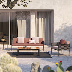 Outdoor leisure rattan sofa, outdoor courtyard & garden set, sunroom, waterproof and UV-resistant rattan chair for relaxed comfort.