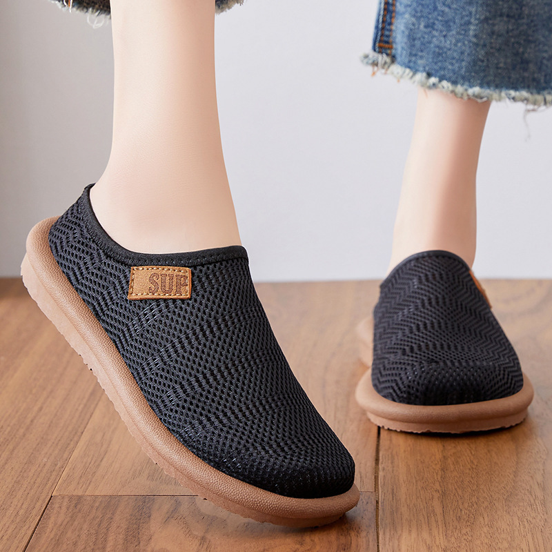 Zapatos casuales zapatos de malla voladora de verano para mujer zapatos individuales transpirables al por mayor transfronterizos zapatos de mujer huecos medias zapatillas para mujer