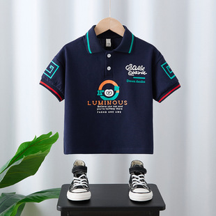 Boys Short-Sleeved T-Shirt Summer 2025 New Kidsren's Polo Shirt Baby Half-Sleeved Top T-Shirt Boy Summer Wear