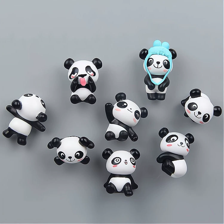 Fridge magnet, three dimensional set, magnetic souvenir, panda, 8 pieces, in 3d format