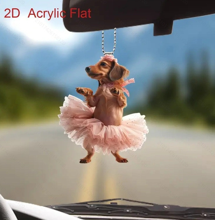 Nuevo cross-border adorable perro colgante acrílico material plano para automóviles accesorios mochila decoración del hogar