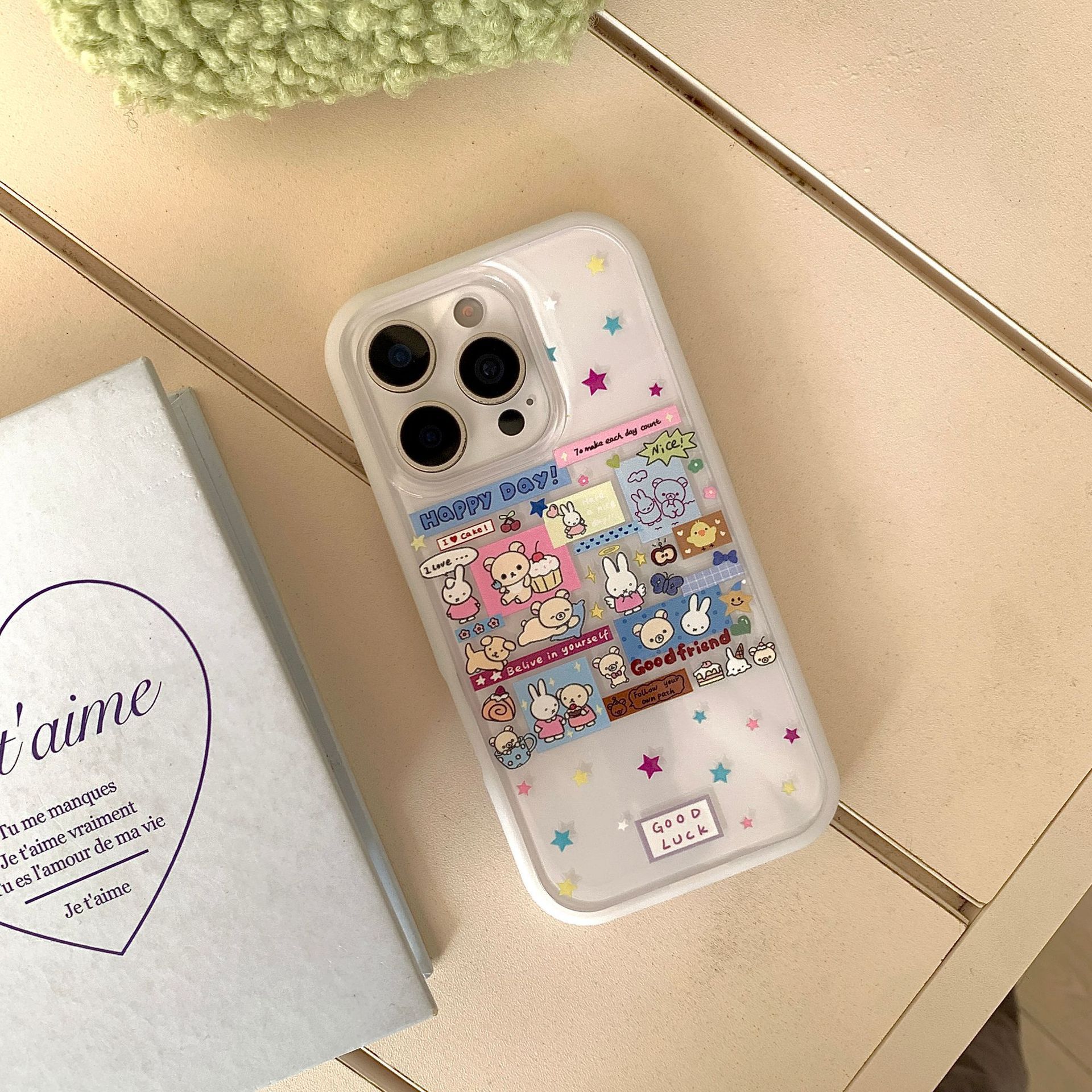 Etiqueta engomada de ilustración de dibujos animados estrella conejo para iphone16ProMax funda para teléfono móvil 14 Apple 15 mujeres 13 nuevo