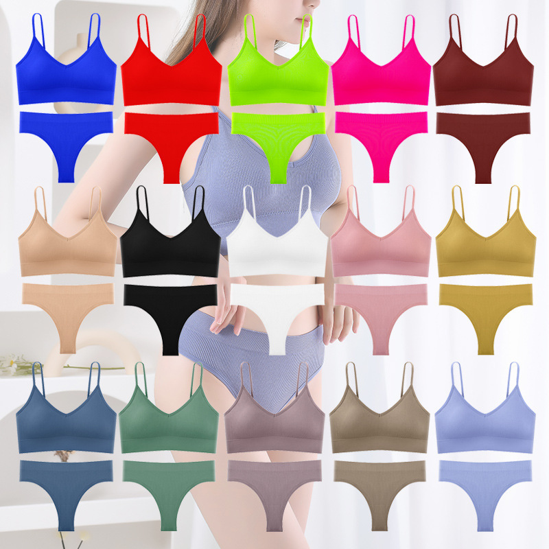 Cross-border Big U-shaped Back Suit T-pants Threaded Back Girls' Bra Suit French Sexy Small Chest Underwear Cross-border Big U-shaped Back Suit T-pants Threaded Back Girls' Bra Suit French Sexy Small Chest Underwear