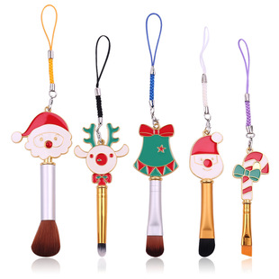 Cross-Border Christmas Style Portable Lanyard Makeup Brush Set Mini Cute Kidsren's Set Brush Christmas Gift
