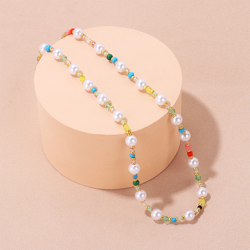 Artificial Pearls Inlay Material Necklace Classification Bohemian Geometric Alloy Beaded Artificial Pearl Necklace